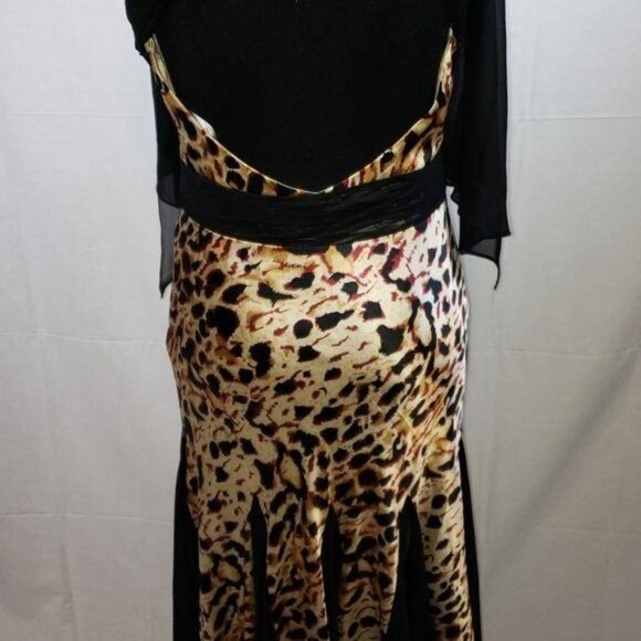Bicici &‎ Coty Halter Gown Black Leopard Print Satin Pageant Prom Formal Size M - Picture 7 of 8